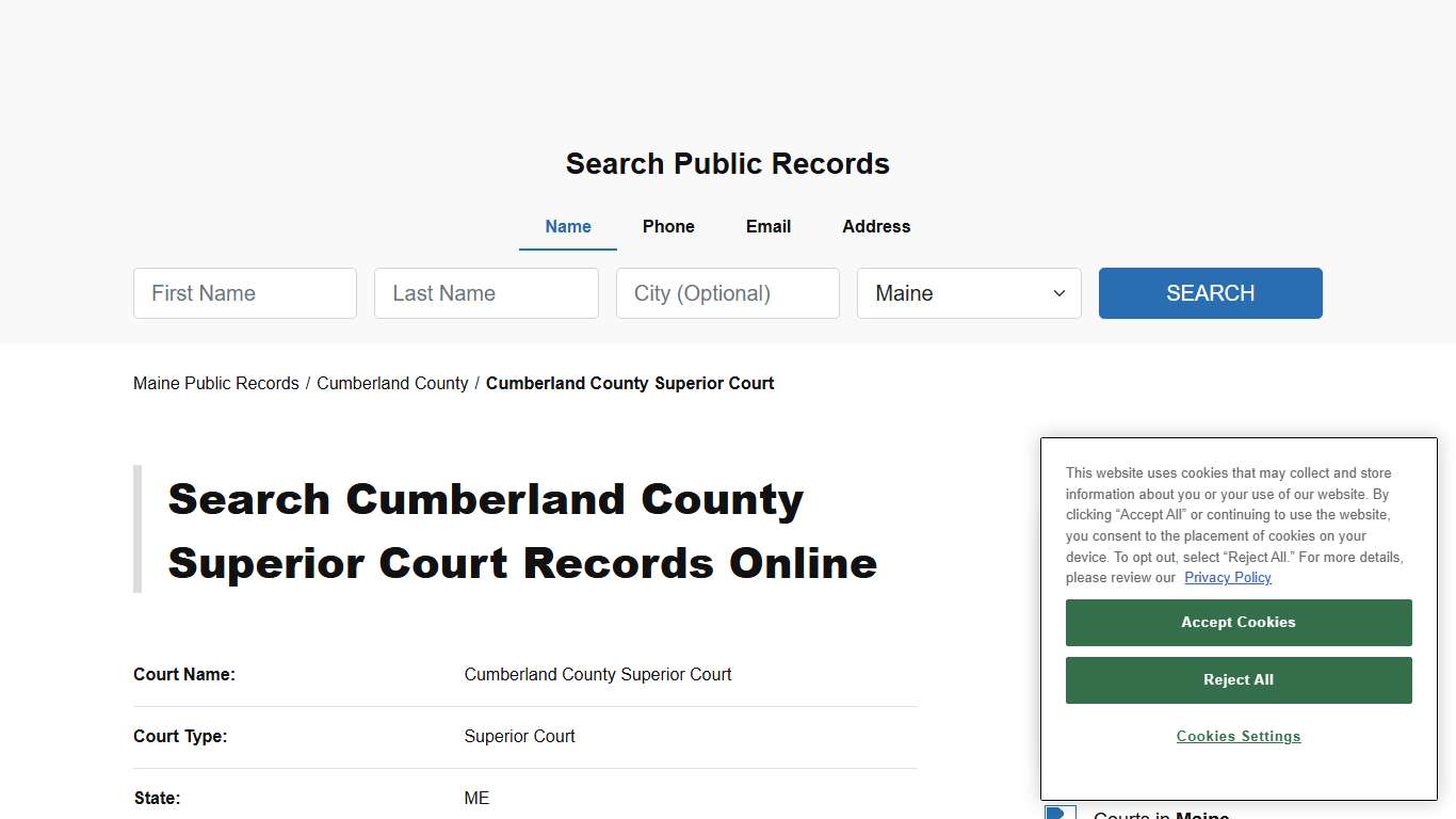 Cumberland County Superior Court - Cumberland - Maine - TPI