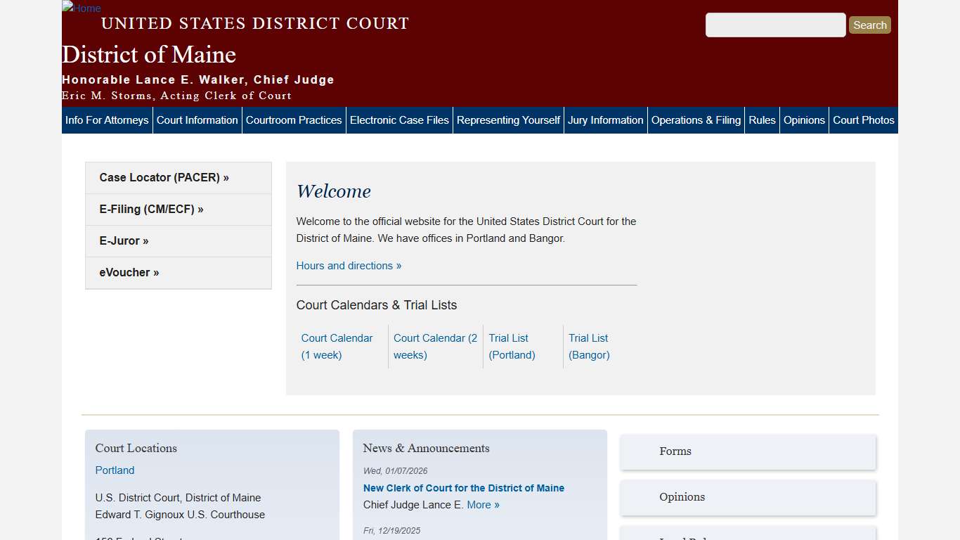 District of Maine United States District Court
